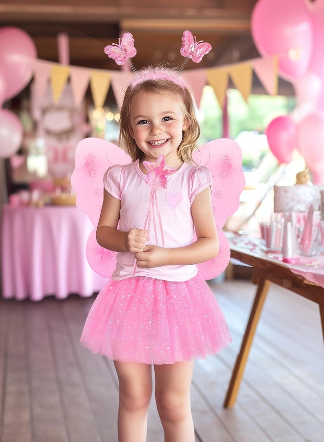 VEKDA 4 Pack Fairy Costume for Girls Butterfly Wings Kids Princess Costume Set with Tutu Skirt,Headband,Fairy Wings and Wand - Image 5